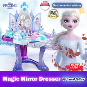 【SG Ready Stock】Frozen Elsa Kid Large Size Dressing Table Set with Magic Mirror★Princess Makeup/Dresser Table Toy√Pretend Play√Cosmetics Beauty Girls Toy√Best Gift/Present√Christmas/Birthday Gift√Fast Delivery√