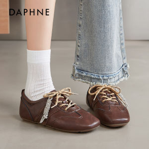 Daphne Leather Surface Dequn Shoes Womens Autumn Winter New Style Small Piano Key Brown Fluffy Casual Shoes Fashionable Sports