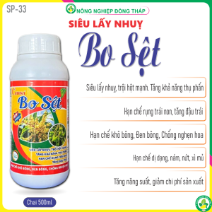 Phân bón vi lượng BO SỆT – Siêu Lấy Nhụy Trội Hột Mạnh Tăng Khả Năng Thụ Phấn Hạn Chế Rụng Trái Non Tăng Đậu Trái (Chai 500ml)