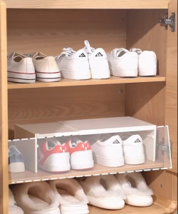 Home Signature Double Layer Shoe Cabinet Rack Wardrobe Retractable Shoe Storage Shoe Rack Cabinet Partition Organizer