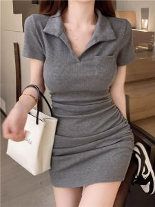 ฤดูร้อน แขนสั้นสไตล์ใหม่ ปกโปโล เดรส ผู้หญิง เซ็กซี่ พรางหุ่น ทรงเอ มินิ กระโปรง เดรสรัดรูป เดรส Hot เด็กผู้หญิง สั้น เดรส