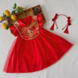 Baby One Year Old Celebration Dress Girls Clothes Summer Princess Dress Chinese Tang Costume Girls Birthday Zhuazhou Cheongsam Summer Clothes