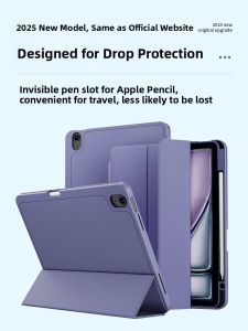 zoyu | Apple iPad Protective Case Silicone Foldable Liquid Like Feel With Pen Slot For Pro 11 Inch Mini 6 Pure Color Soft Shell