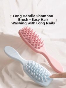 Long Handle Silicone Hair Brush Massage Comb Bath Cleaning Brush Shampoo Tool Hair Detangler Household Personal Care Tool