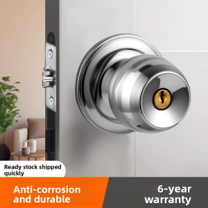 MONLEYTA | Stainless Steel Old Style Door Lock For Bedroom And Bathroom Wooden Door Universal Home Use Round Lock With Key Copper Core
