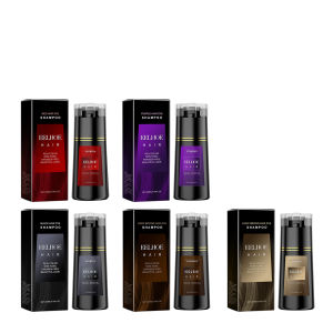 EELHOE Black Hair Dye Shampoo Multi-color Shampoo DIY Hair Color Mild And Non Irritating Easy Coloring Help Hair White To Black Red Brown Household Dye Shampoo (200ml)