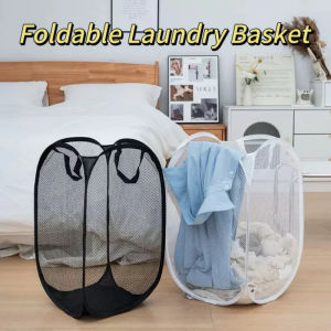 Folding Dirty Laundry Sorting Basket Washing Frame Bathroom Cloth Mesh Storage Bag Frame Bucket Laundry Organizers Storage Pouch