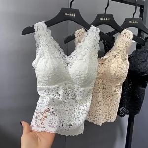 Plus Size 37KG-88KG Crop Top Lace Padded Top White Top Sando For Women Sando Tank Top Ladies Clothes