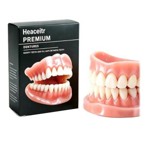 Upper & Lower Full Mouth Silicone Dentures Lifelike Fake Teeth Ideal for Daily Oral Care & Confidence Boost