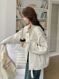 Loose Workwear Jacket Womens Fashionable Oversized Utility Coat Beige Color Autumn New Style Slimming Versatile Loose Feeling