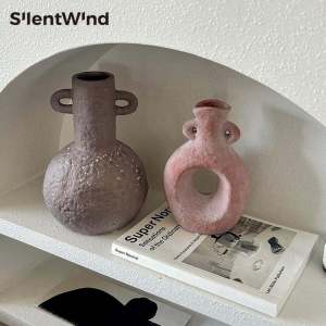 Retro SilentWind Ceramic Flower Vase for Dried And Artificial Flowers Home Decorations Minimalist Style Tabletop Ornaments