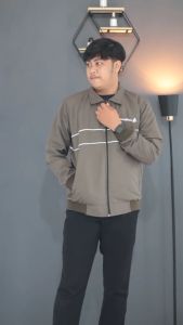 CREDIFOX Jaket Pria Track Suit Casual Anti Angin - Jacket Casual Tracksuit Strip White