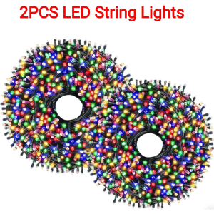 2PCS Set LED String Lights Multicolor/ Warm White 50M/30M Outdoor Waterproof For Garden Yard Christmas NEW Year Festival Decor