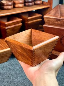 Redwood Rice Measurement Quadrangle Traditional Chinese Style Home Decoration Wedding Gift Lucky Wealth Attracting Display Piece