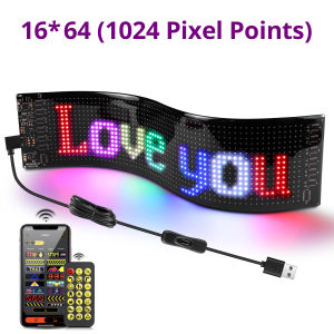 16x96 LEDs Matrix Pixel PanelScrolling Bright Advertising LED Signs LightsUSB Flexible 5V LED Car Sign Bluetooth App Control