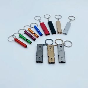 Outdoors High Decibel Portable Keychain Black Whistle Survival Emergency Stainless Steel Whistle Multi-tools
