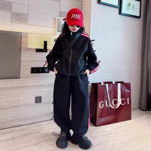 Korean Style Childrens Spring Autumn Outfit Girls New Year Set Big Kids Cotton Polyester Blend Warm Breathable Lightweight