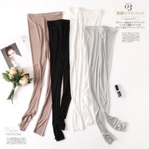 Summer Thin Knitted Silk Mulberry Base Pants Nine-Tenths Slim Fit Elastic Calf Length Pencil Pants for Women