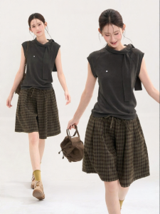 HTMEME | Áo Blouse Dây Kéo Không Tay Kiểu Hàn Quốc Tôn Dáng