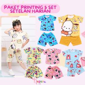 NasaraKids-PAKET HEMAT 5SET SETELAN PRINTING BAJU ANAK PEREMPUAN LABUBU LOTSO BABYCRY