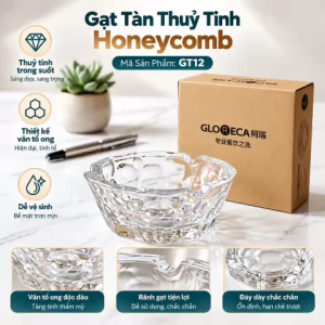 Gạt Tàn Thủy Tinh Glass Ashtray GT12 Honeycomb Dạng Tổ Ong Cao Cấp
