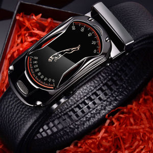 Business Leisure Alloy Automatic Buckle PU Leather Belt for Mens Jeans Fashion High Quality Waist Male Strap Belts Black 2023
