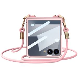 Crossbody Lanyard Strap Phone Case with Built-in Screen Protector For Samsung Galaxy Z Flip8 Flip7 Flip 8 7 Hard PC Shell Cover