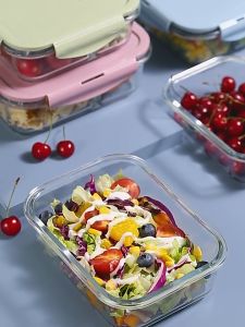 2025 Glass Lunch Box + Tableware Heat Resistant Borosilicate Glass Container Thick Durable Build Food Storage 便当盒 送餐具
