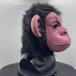 Funny Latex Monkey Mask For Costume Party Halloween Carnival Cosplay Prank Novelty Animal Face With Hair