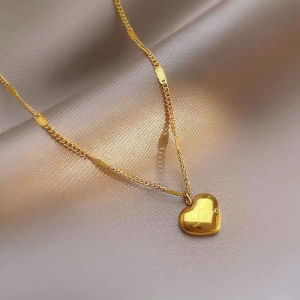 Original 24k Saudi Gold pawnable womens necklace Love titanium steel clavicle thin chain Simple and versatile dating gift