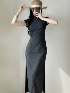 New Chinese Style Black Improved Cheongsam Summer 2025 Small Size Absolutely Beautiful Retro Republic of China Artistic