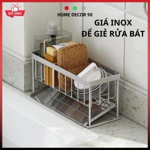 Giá Để Đồ Rửa Chén Bồn Rửa Inox Đa Năng 2 Ngăn Có Khay Thoát Nước Cực Tiện Lợi