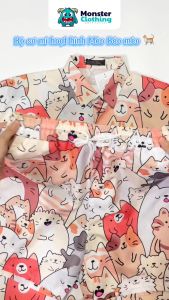 Đồ đi biển set đi biển đồ bộ hoạt hình mèo béo