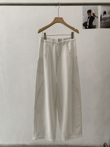 High Waist Wide Leg Knife Edge Denim Jeans Womens Casual Loose Slimming Straight Cut Washed Blue Jeans Autumn Fashion Ladies