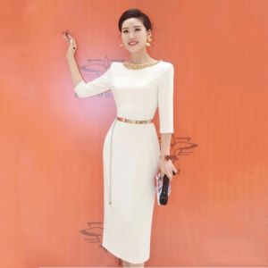 ชุดราตรีผู้หญิงสีแดงหรูหรา ชุดการแสดงงานปาร์ตี้ ชุดราตรีผู้หญิง ชุดเดรสยาวปานกลาง ชุดทำงาน ชุดทำงาน ชุดทำงาน