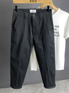 Easiest for Match Black Casual Pants Mens Summer Thin Suit Pants Cropped Pants Pure Cotton Loose Straight Pants 2024 New Arrival