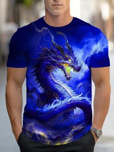 Hot Toys | 2026 Hot-selling Fashionable and Cool Dragon Pattern Round-neck T-shirt Short-sleeved Outdoor Casual Street Wear Top Large Size