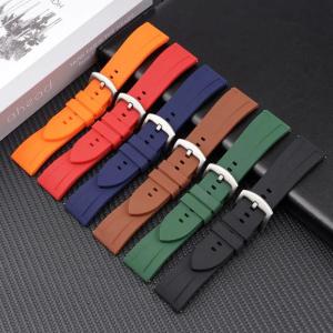 Curved end 20mm 22mm 24mm Silicone Dive Watch Straps Waterproof Soft WristBand For Huawei Samsung Smart Bracelet Universal Band Accessory