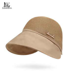 LouisWill Women Sun Cap Womens Beach Hat Sun Visor Hat Casual Knitted Sun Hats Portable Beach Cap Large Brim Cap Sun Protection Cap UV Protection Straw Hats for Summer Outdoor Travel