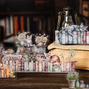 15 pieces of beautiful childrens and students supplies vintage books promenade series stickers European collage PET decoration