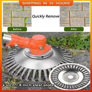 TTLIFE เครื่องตัดหญ้า Trimmer Head Cutter W-E--D Brush Wire Wheel Steel Brush W-E--Ding Tray For Angle Grinderass Trimmer With 4 Nut Washer Pressure For Garden Lawn