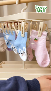 Giá phơi quần áo tất vớ đồ lót 24 kẹp ECOCO chống hằn vải thế hệ mới thiết kế 2in1 móc dài và ngắn hợp mọi không gian