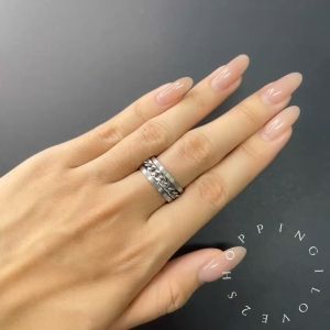 Rg11 Fashionable titanium steel chain ring for men turn to open beer ring时尚钛钢链条戒指男 转动开啤酒指环
