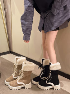 Womens Mid-Calf Fleece Lined Martin Snow Boots Thickened Winter Warm Cotton Shoes Korean Style Short Tube Rubber Sole