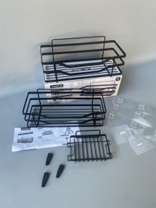 Stainless Steel Baking Paint Three-Piece Set Wall-Mounted Storage Rack Organizer for Kitchen Living Room Bathroom No Drilling Needed