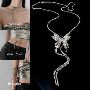 สร้อยคอผีเสื้อที่สร้างสรรค์สร้อยคอที่สวมติดรอบคอแบบปรับได้โซ่คาดเอวสาย Y2K สำหรับผู้หญิง เครื่องประดับของขวัญงานปาร์ตี้