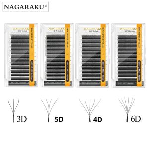 Miếng Nối Mi Sẵn Sàng Sử Dụng NAGARAKU Automatic Flowering Hình Chữ W Kiểu Nở Hoa 3D-6D Tự Nhiên Mềm Mại Dày Đặc Tóc Tổng Hợp Dành Cho Salon