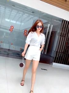 2023 Korean Womens shorts Korean version loose high waist casual wide leg A-line shorts