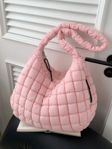 Handbag Large Capacity K-style Underarm Bag Multi-Pocket Cotton-Padded Jacket Bag Fashion Gingham Tote Bag Shoulder Messenger Bag