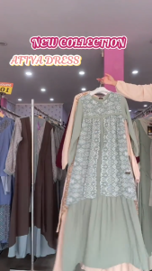 Abika Baju Gamis Wanita Kekinian Crinckle mix Ceruty Motif Terbaru / AFIYA DRESS / Fashion Muslim